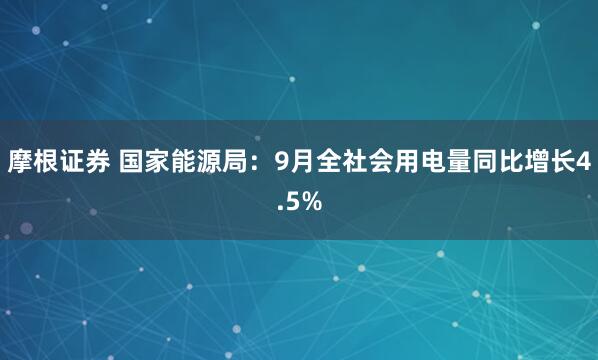 摩根证券 国家能源局：9月全社会用电量同比增长4.5%